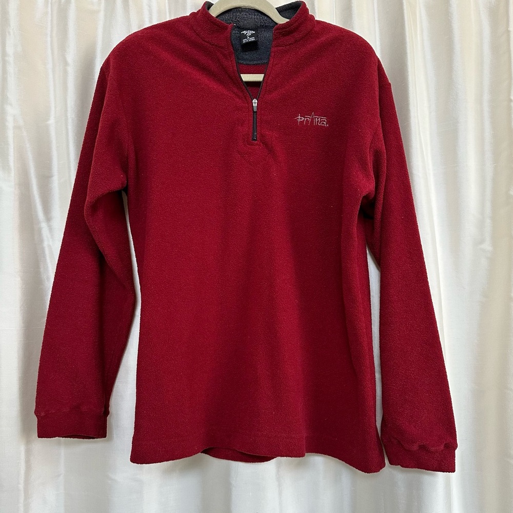 Prana Men’s large quarter zip in red.